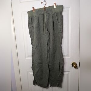 Athleta Reverie Womens Pants 100% Linen Wide Leg Green Size 2 Beach Light